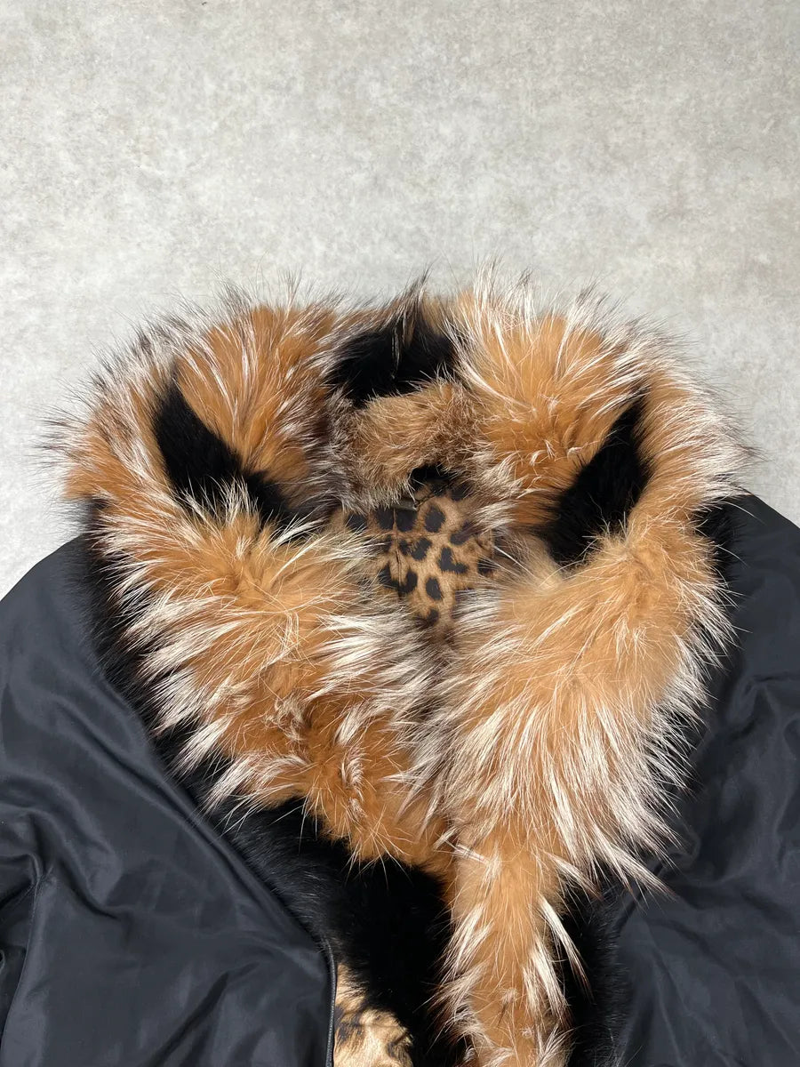 AW2001 Roberto Cavalli Black Fur Leopard Coat KmriQlVI 5