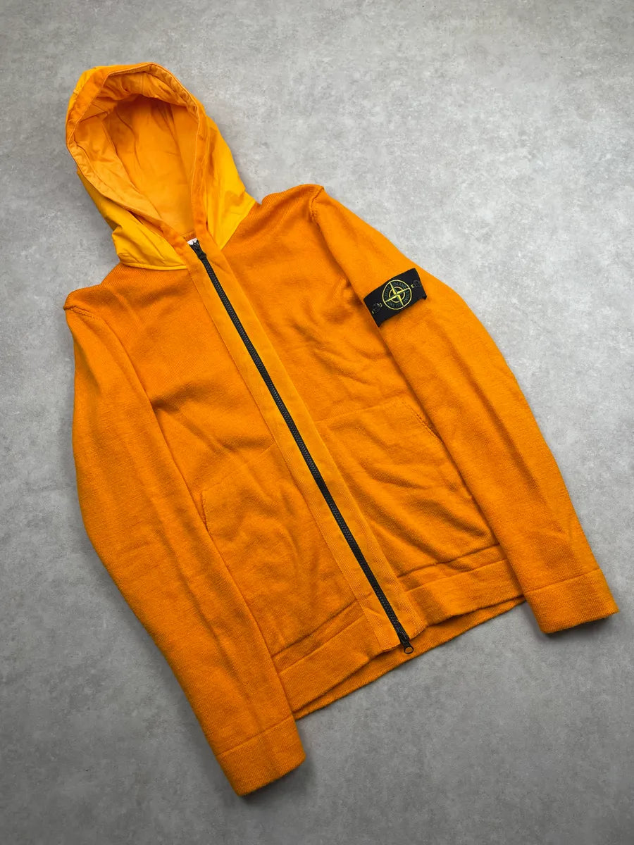 Stone Island Orange Compass Logo Contrast Hood Light Jacket IYRzShiw 4