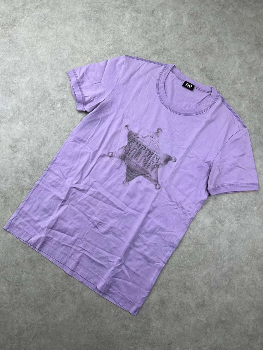 2000s Dolce & Gabbana Light Purple Sheriff Badge T-Shirt AGYSXarp 4