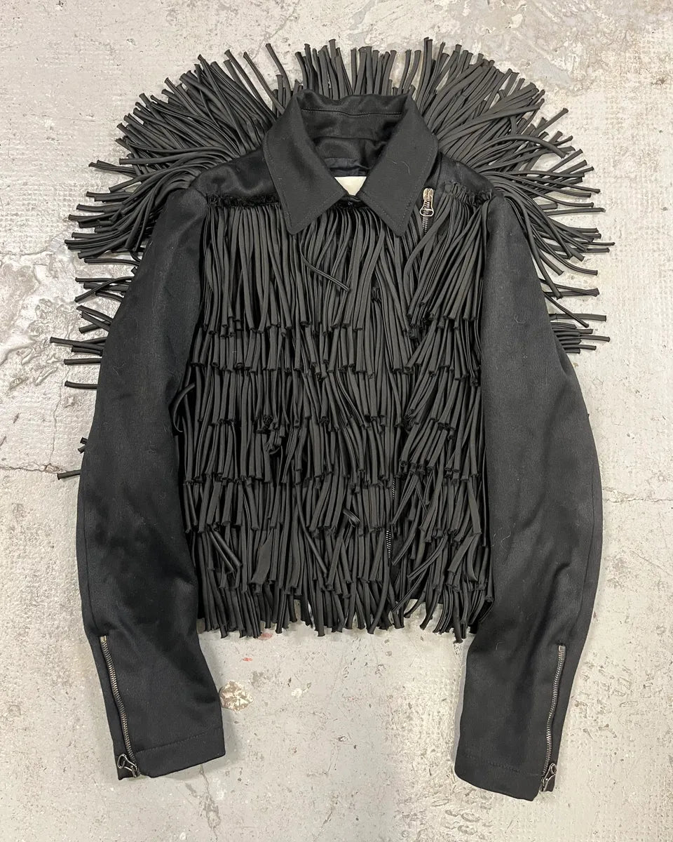 Pierre Balmain Black Asymmetrical Fringe Cowboy Jacket (M) nYcqLyd 0