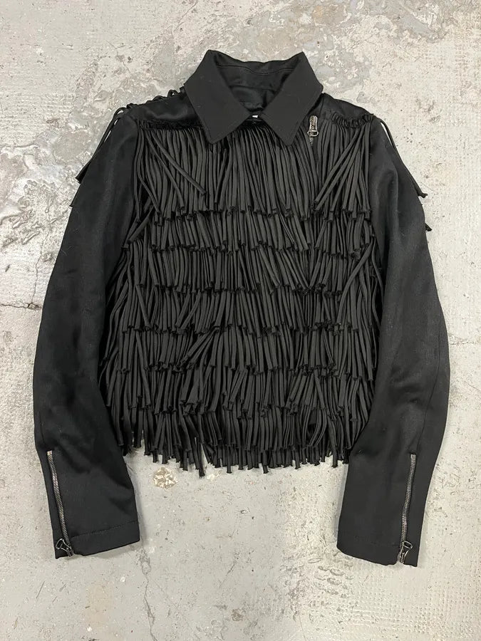 Pierre Balmain Black Asymmetrical Fringe Cowboy Jacket (M) nYcqLyd 2