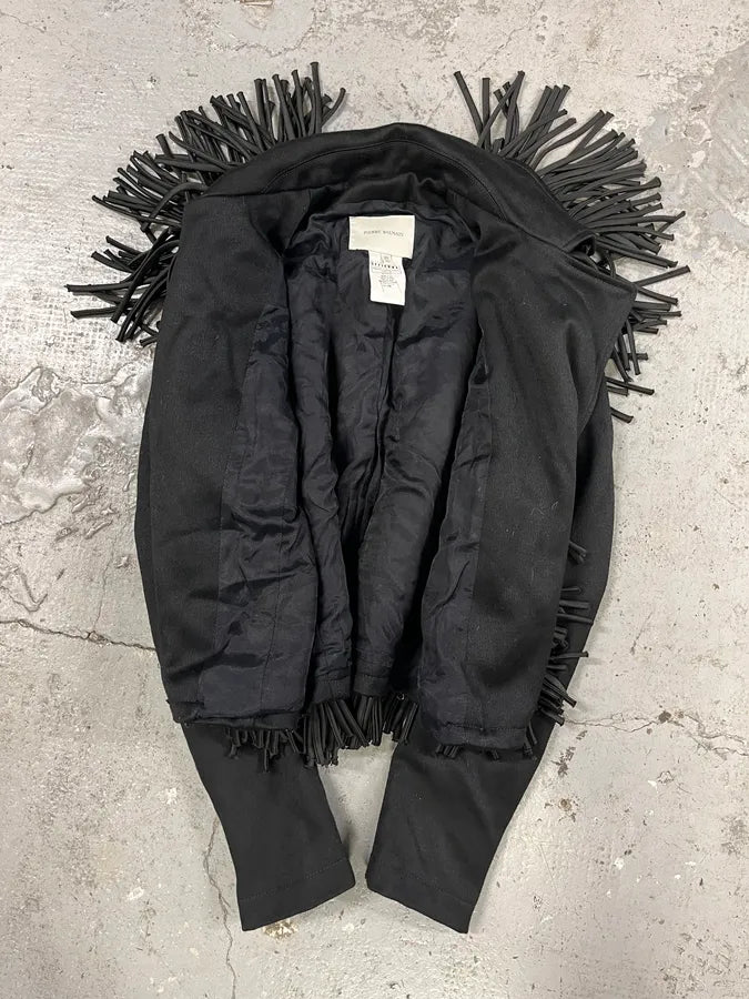 Pierre Balmain Black Asymmetrical Fringe Cowboy Jacket (M) nYcqLyd 5