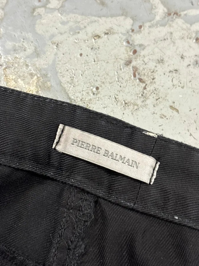Pierre Balmain Leather Knee Panels Black Biker Jeans  FYmTwNK 7