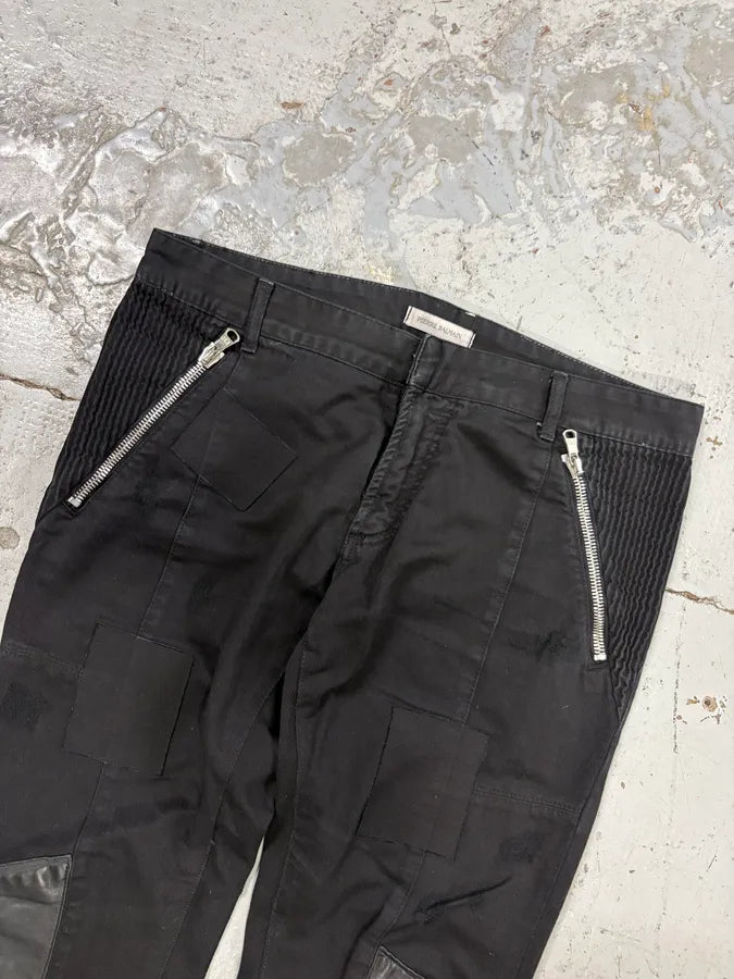 Pierre Balmain Leather Knee Panels Black Biker Jeans  FYmTwNK 4