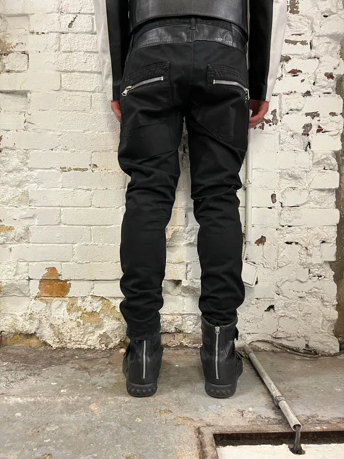 Pierre Balmain Leather Knee Panels Black Biker Jeans  FYmTwNK 3