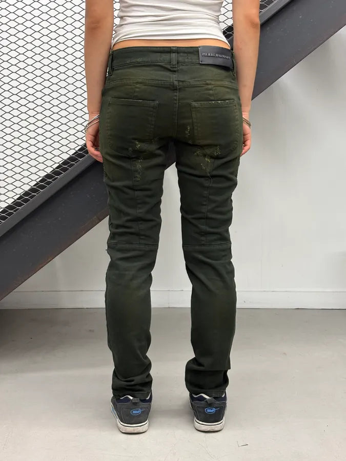 2010s Pierre Balmain Dark Green Denim Distressed Jeans dsnMbMy 3