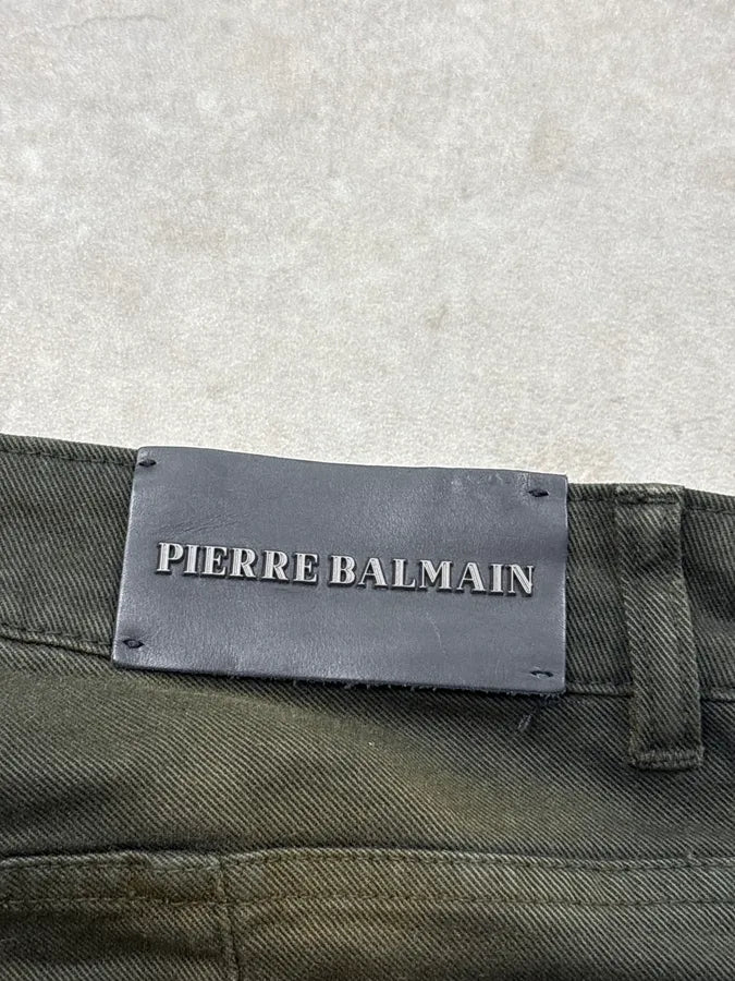 2010s Pierre Balmain Dark Green Denim Distressed Jeans dsnMbMy 8