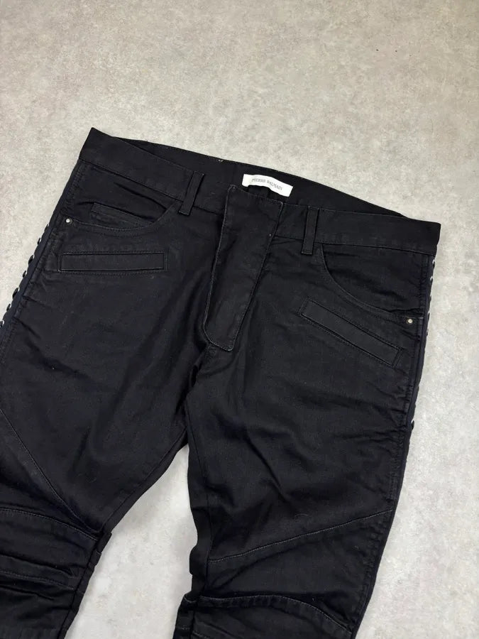 SS2013 Pierre Balmain Black Denim Lace-Up Side Jeans yHIhBhW 4