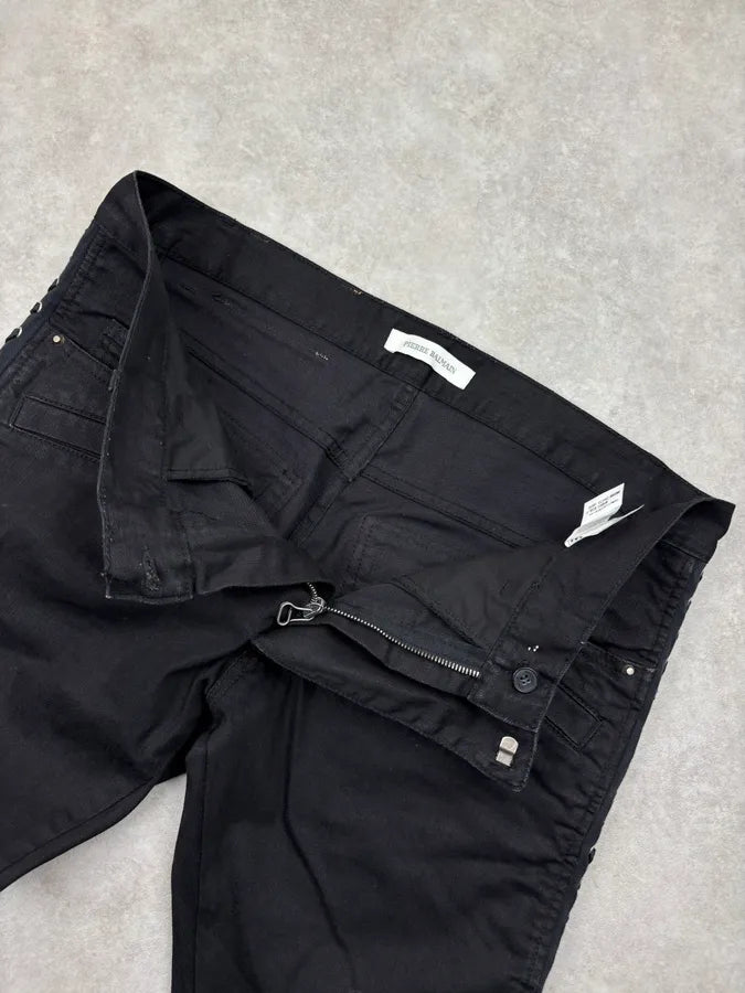 SS2013 Pierre Balmain Black Denim Lace-Up Side Jeans yHIhBhW 8