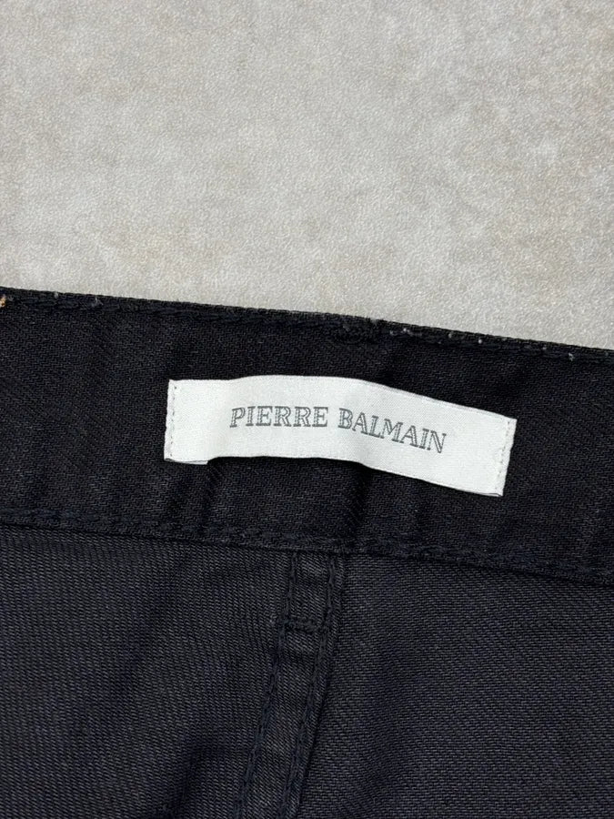 SS2013 Pierre Balmain Black Denim Lace-Up Side Jeans yHIhBhW 11