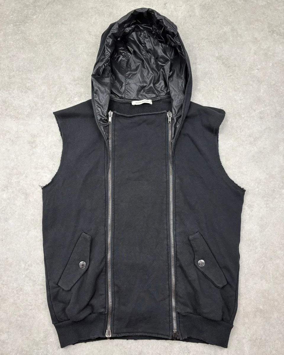 Pierre Balmain Black Front Zips Hooded Biker Vest MoXfGOC 0