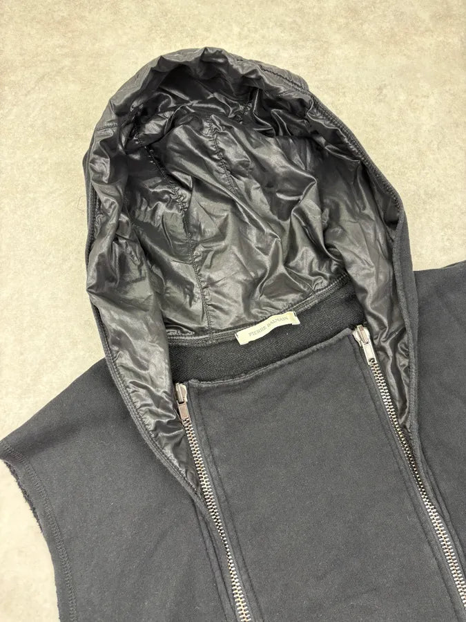 Pierre Balmain Black Front Zips Hooded Biker Vest MoXfGOC 4