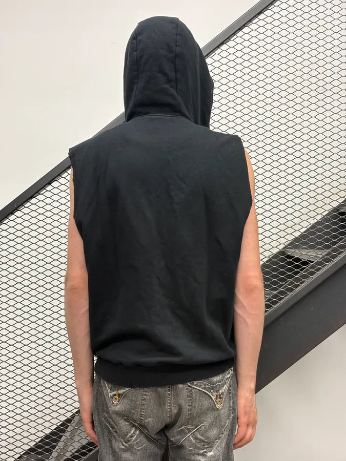 Pierre Balmain Black Front Zips Hooded Biker Vest MoXfGOC 2