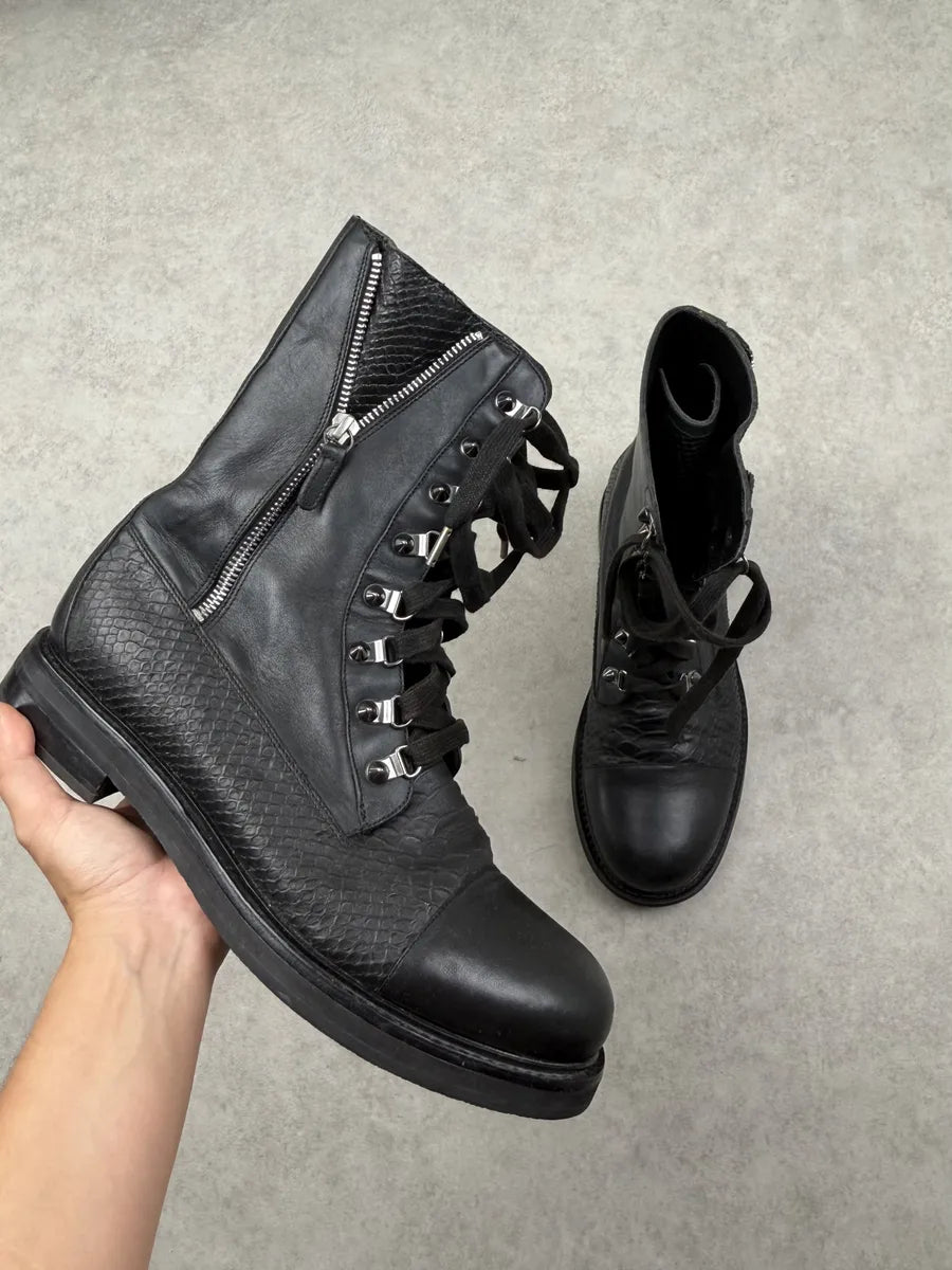 2010s Pierre Balmain Black Python Effect Leather Side Zip Boots fjIfsXq 0