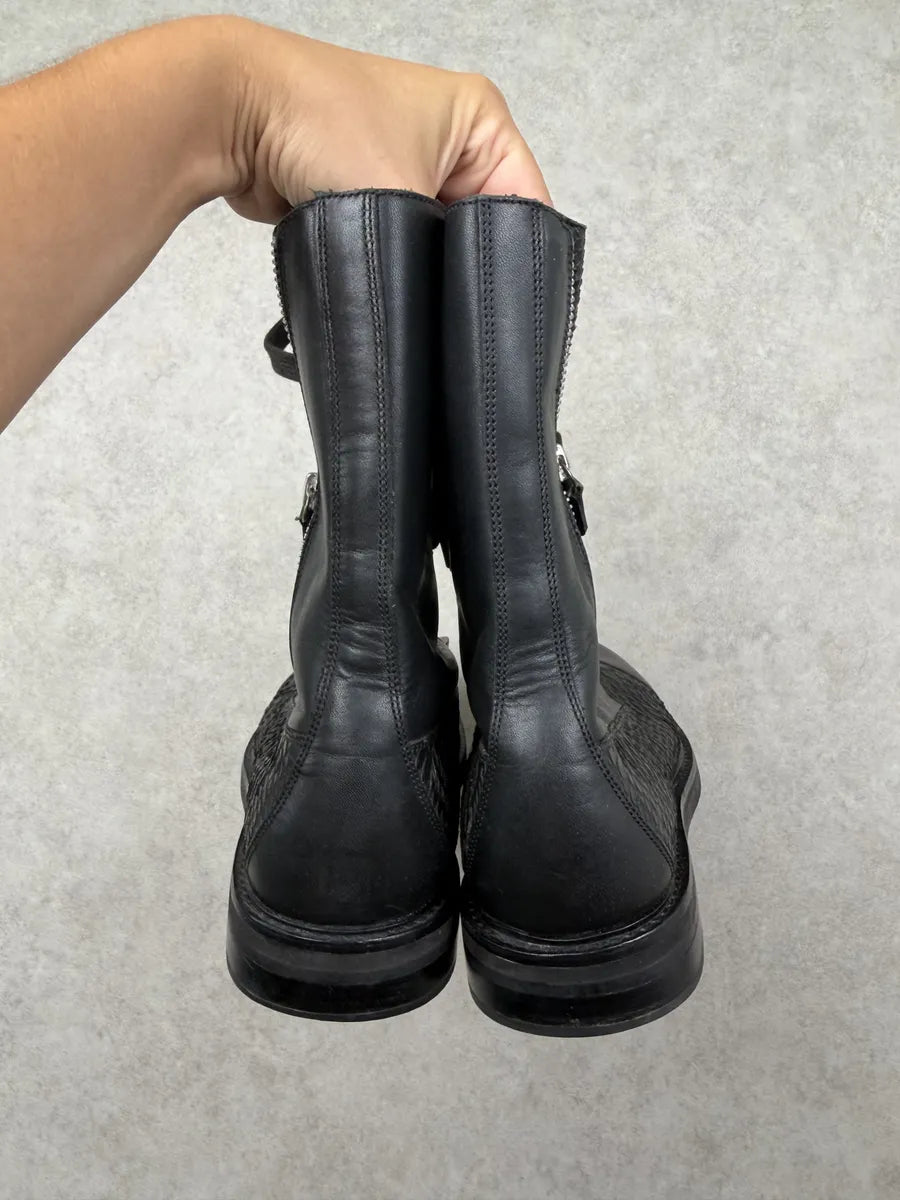 2010s Pierre Balmain Black Python Effect Leather Side Zip Boots fjIfsXq 5