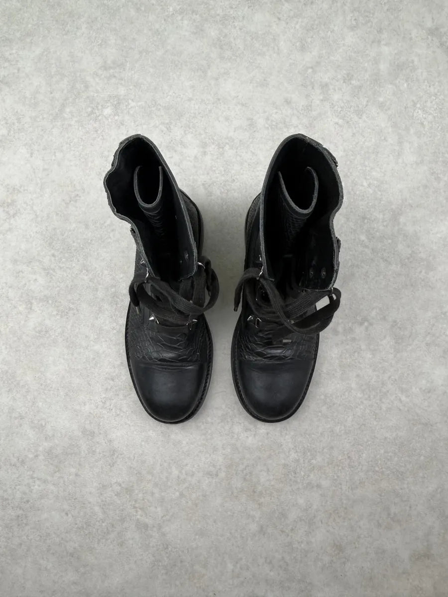 2010s Pierre Balmain Black Python Effect Leather Side Zip Boots fjIfsXq 2
