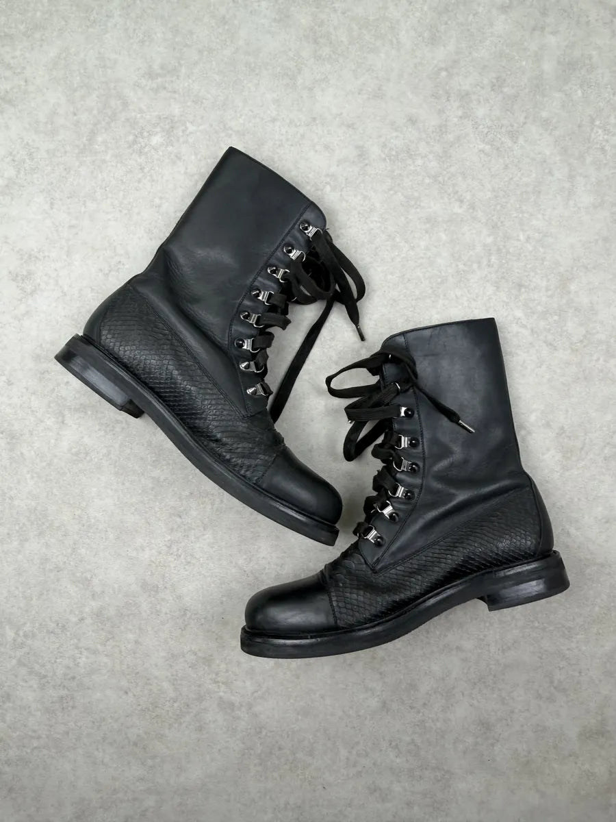 2010s Pierre Balmain Black Python Effect Leather Side Zip Boots fjIfsXq 4