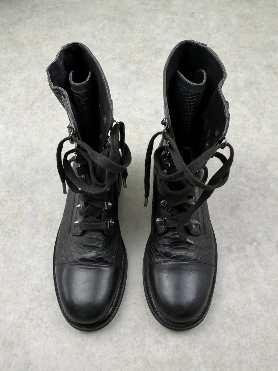 2010s Pierre Balmain Black Python Effect Leather Side Zip Boots fjIfsXq 1