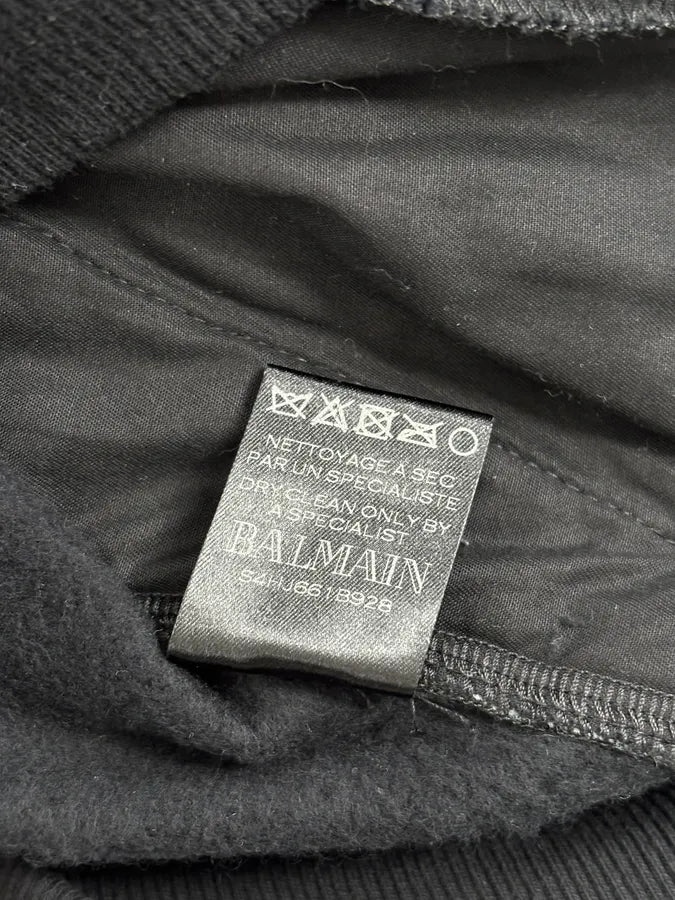 2010s Balmain Black Quilted Leather Pocket Sweater vyQKvKV 10