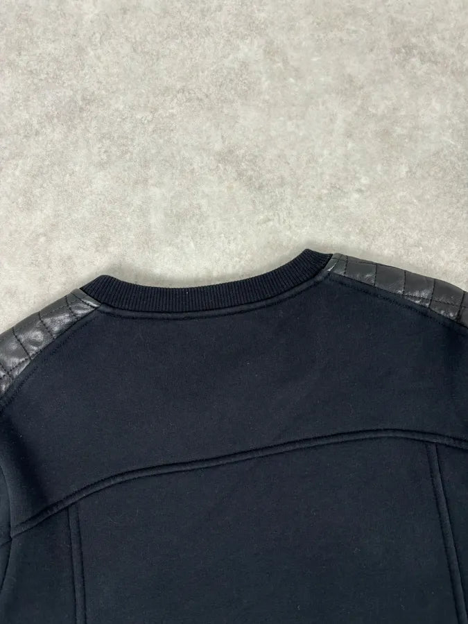 2010s Balmain Black Quilted Leather Pocket Sweater vyQKvKV 5