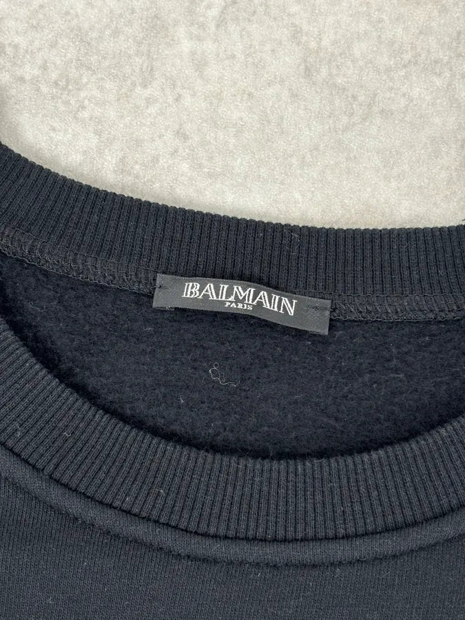 2010s Balmain Black Quilted Leather Pocket Sweater vyQKvKV 6