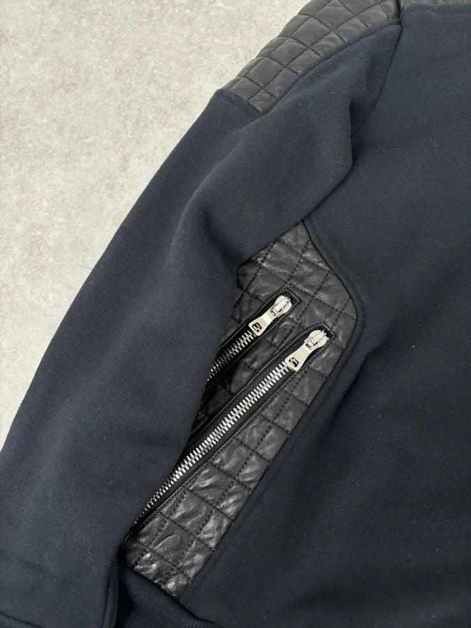 2010s Balmain Black Quilted Leather Pocket Sweater vyQKvKV 7