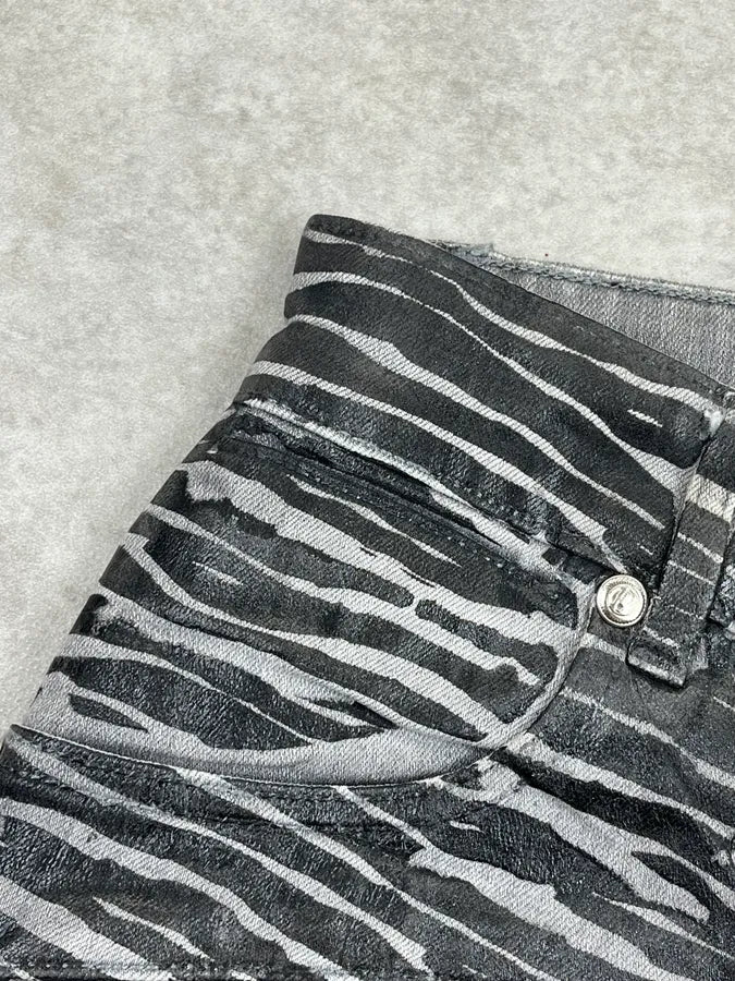 Pierre Balmain Black & Grey Zebra Stripe Waxed Slim Jeans KFEsiTT 10