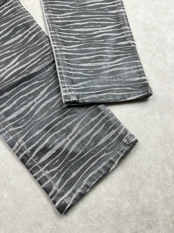Pierre Balmain Black & Grey Zebra Stripe Waxed Slim Jeans KFEsiTT 7