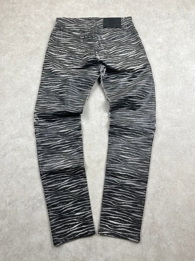 Pierre Balmain Black & Grey Zebra Stripe Waxed Slim Jeans KFEsiTT 8