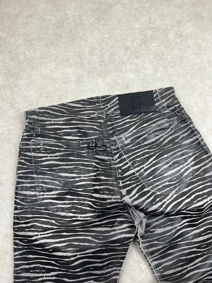 Pierre Balmain Black & Grey Zebra Stripe Waxed Slim Jeans KFEsiTT 9