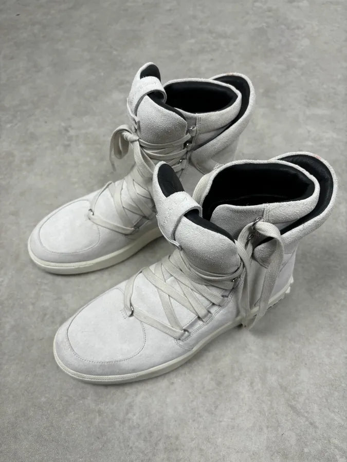 Pierre Balmain Avant-Garde Cream Grey Suede Lace-Up Boots LDNNHpt 3