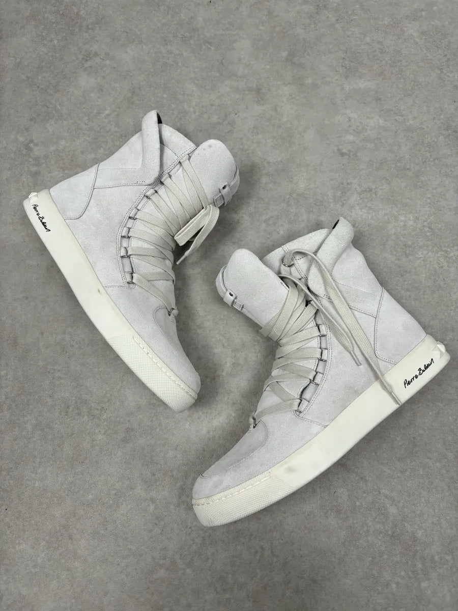 Pierre Balmain Avant-Garde Cream Grey Suede Lace-Up Boots LDNNHpt 4