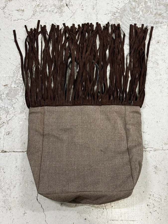 Pierre Balmain Grey & Brown Suede Iroquois Fringe Tote Bag bxhIDsn 6