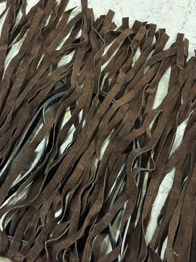 Pierre Balmain Grey & Brown Suede Iroquois Fringe Tote Bag bxhIDsn 7