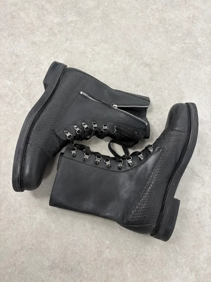 Pierre Balmain Hybrid Side Zips Python Effect Leather Boots UXyCObv 7