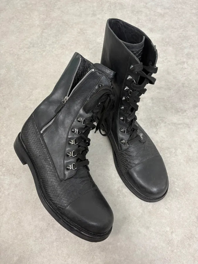 Pierre Balmain Hybrid Side Zips Python Effect Leather Boots UXyCObv 6