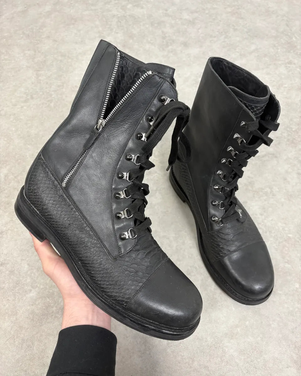 Pierre Balmain Hybrid Side Zips Python Effect Leather Boots UXyCObv 0