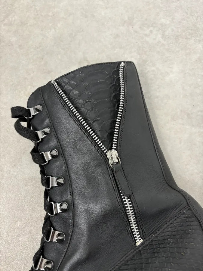 Pierre Balmain Hybrid Side Zips Python Effect Leather Boots UXyCObv 8