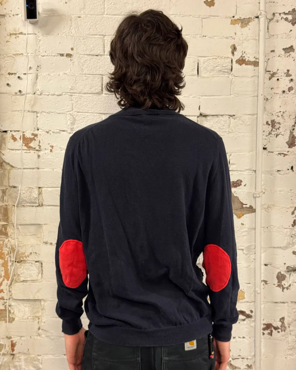 Pierre Balmain Navy & Orange Contrast Stitch Cardigan OOxFcCZ 2