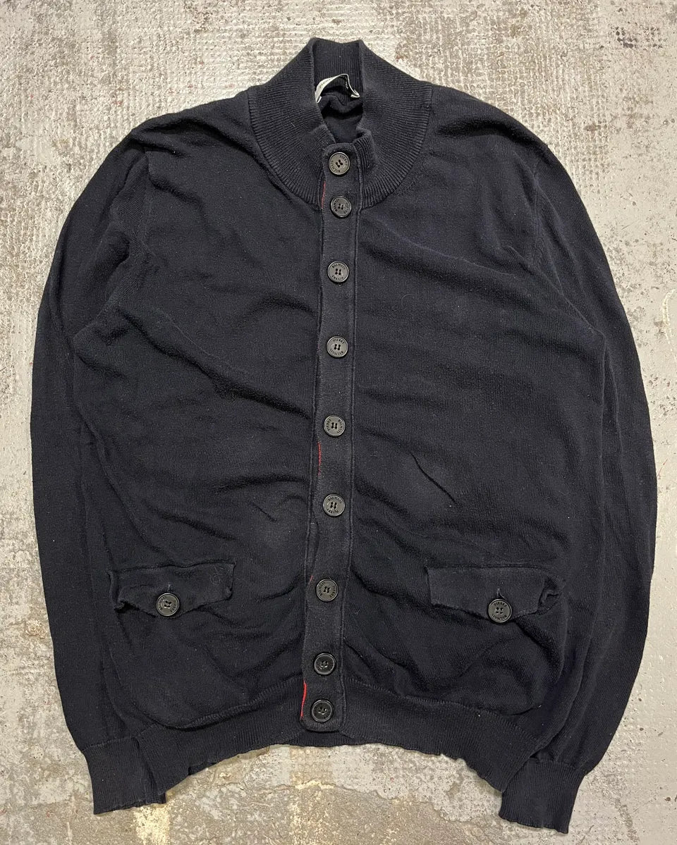 Pierre Balmain Navy & Orange Contrast Stitch Cardigan OOxFcCZ 3