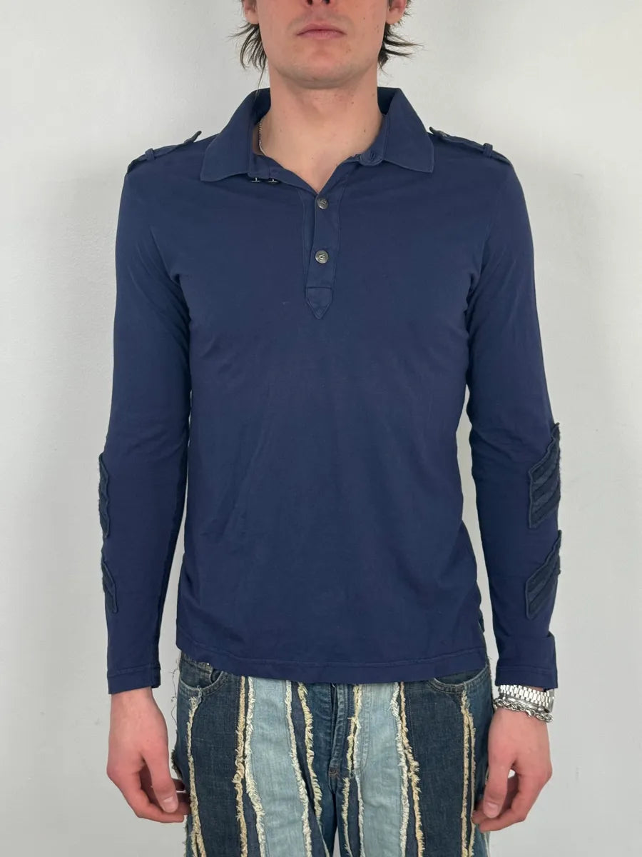 Pierre Balmain Navy Buttoned Longsleeves Polo Shirt ofCtsNG 1