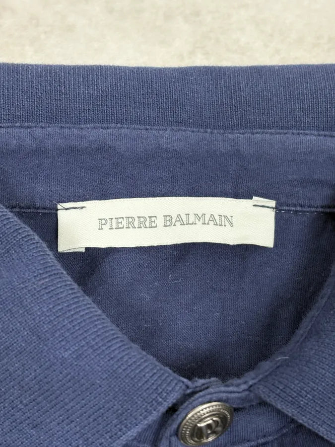 Pierre Balmain Navy Buttoned Longsleeves Polo Shirt ofCtsNG 10