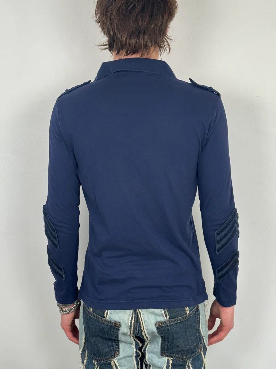 Pierre Balmain Navy Buttoned Longsleeves Polo Shirt ofCtsNG 2