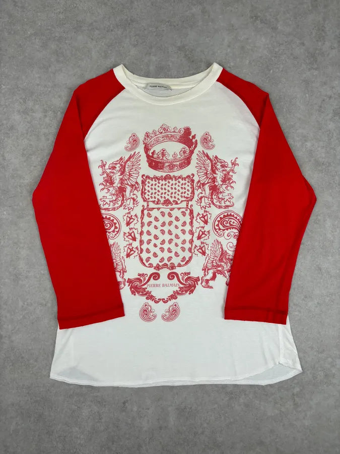 2010s Pierre Balmain Royal Blason Red White Longsleeve ZfdlPpQ 0