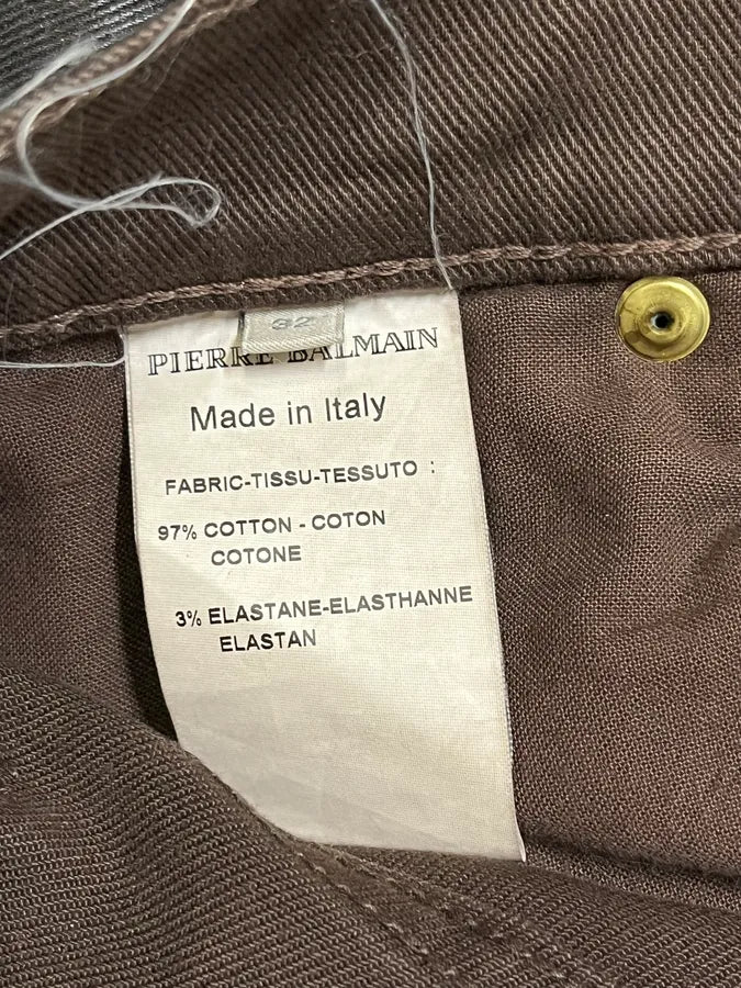 Pierre Balmain Waxed Brown Denim Jeans JyhBhOS 10