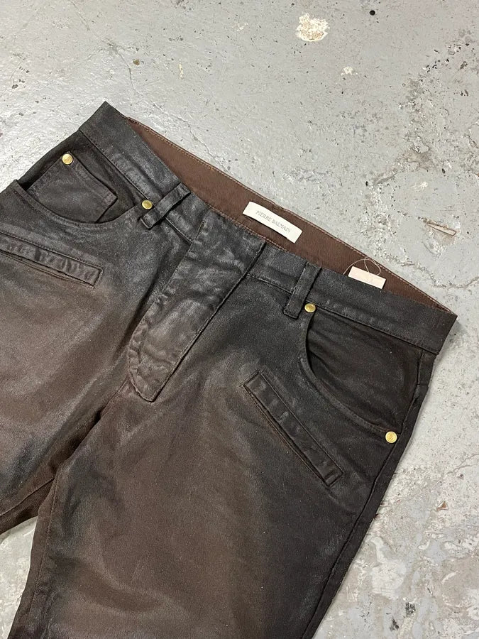 Pierre Balmain Waxed Brown Denim Jeans JyhBhOS 5