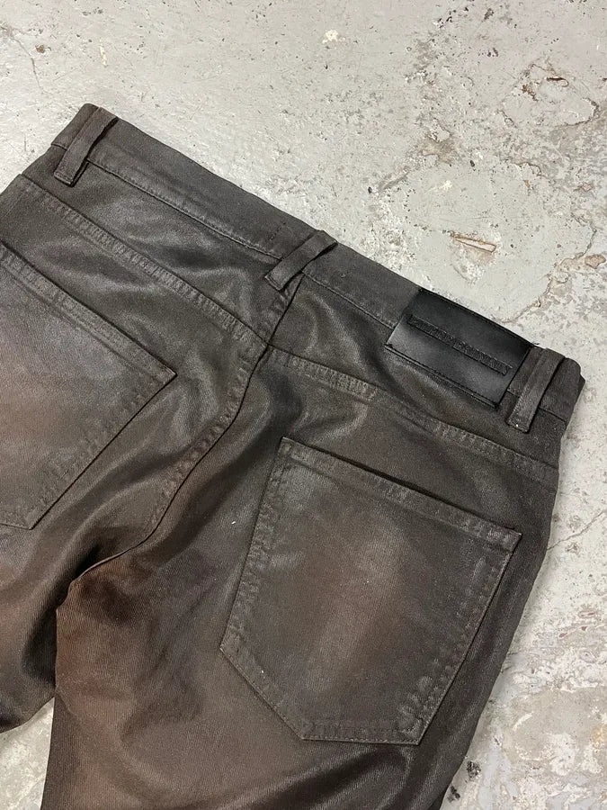 Pierre Balmain Waxed Brown Denim Jeans JyhBhOS 7