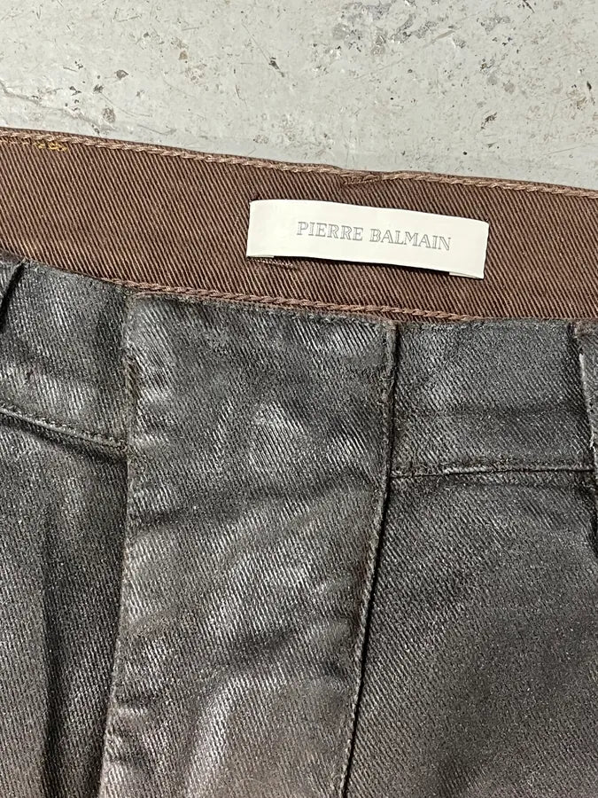 Pierre Balmain Waxed Brown Denim Jeans JyhBhOS 9