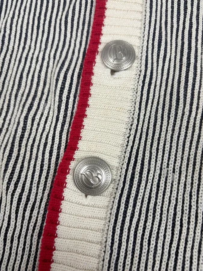 Pierre Balmain White & Grey Hooded Buttoned Cardigan Sweater YwFehoR 6