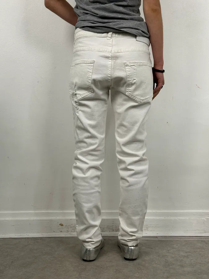 2010s Pierre Balmain White Biker Distressed Slim Jeans xuJxYuK 3